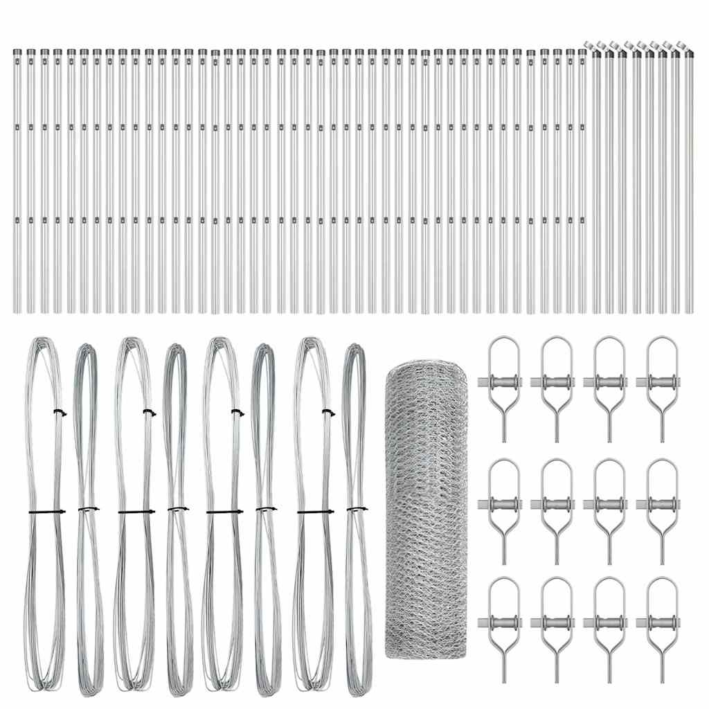 vidaXL Zaunpfosten Silber 100 x 0,5 m (25 mm Netz) Stahl Image