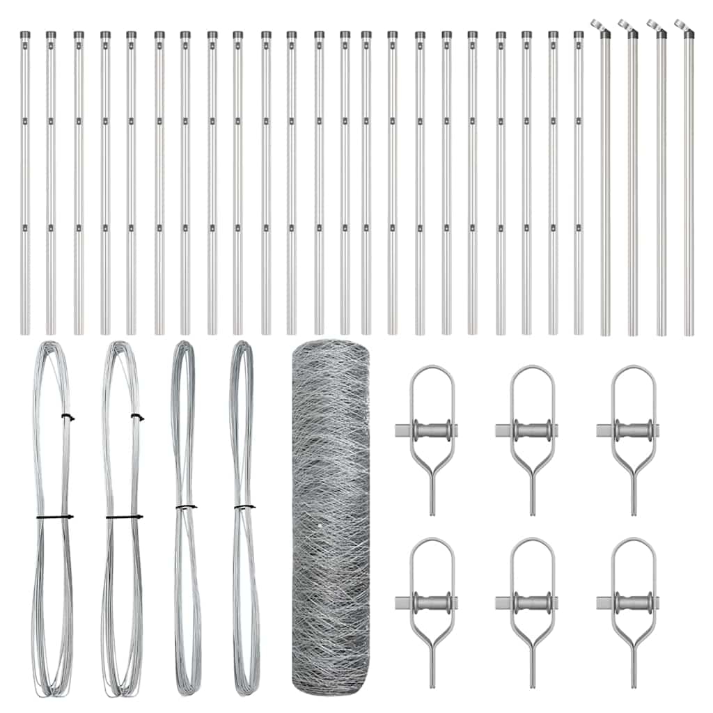 vidaXL Zaunpfosten Silber 50 x 0,6 m (50 mm Gewebe) Stahl Image