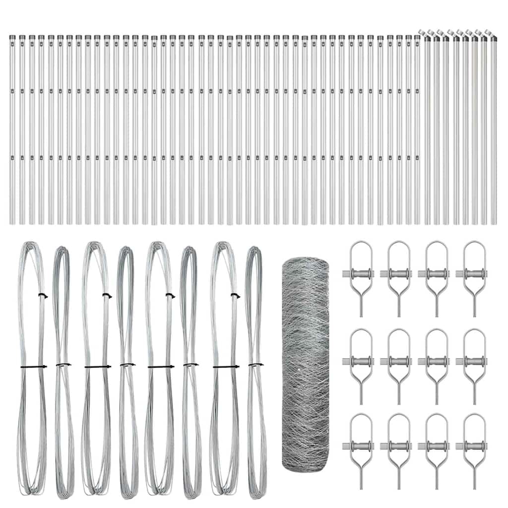 vidaXL Zaunpfosten Silber 100 x 0,6 m (50 mm Masche) Stahl Image