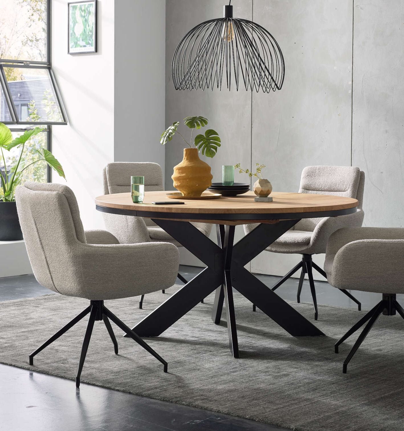 Esstisch rund Eiche massiv Notting Hill Wildeiche bianco 140 cm