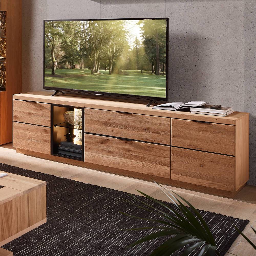 TV Lowboard Lowboard 200 cm breit mit Glastür