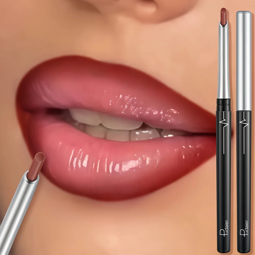 Wasserdichter, mattierter Lipliner und Tönungslippenstift, roter Konturstift, langlebig, antihaftbeschichtet, feuchtigkeitsspendendes Lippen-Make-up Image