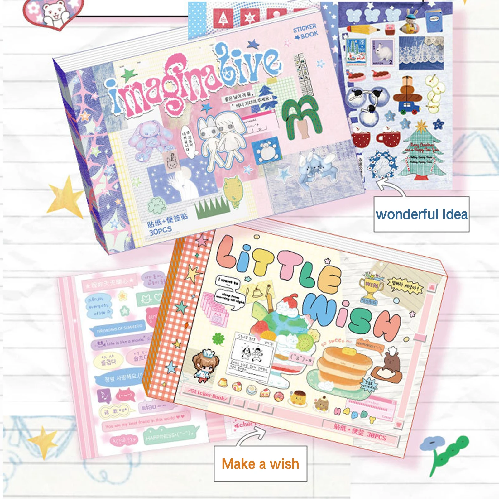 Gestanztes Cartoon-Stickerbuch, ästhetisches Bild, Anime-Sachen, Scrapbook-Set für Geburtstags- und Schulanfangsgeschenk Image