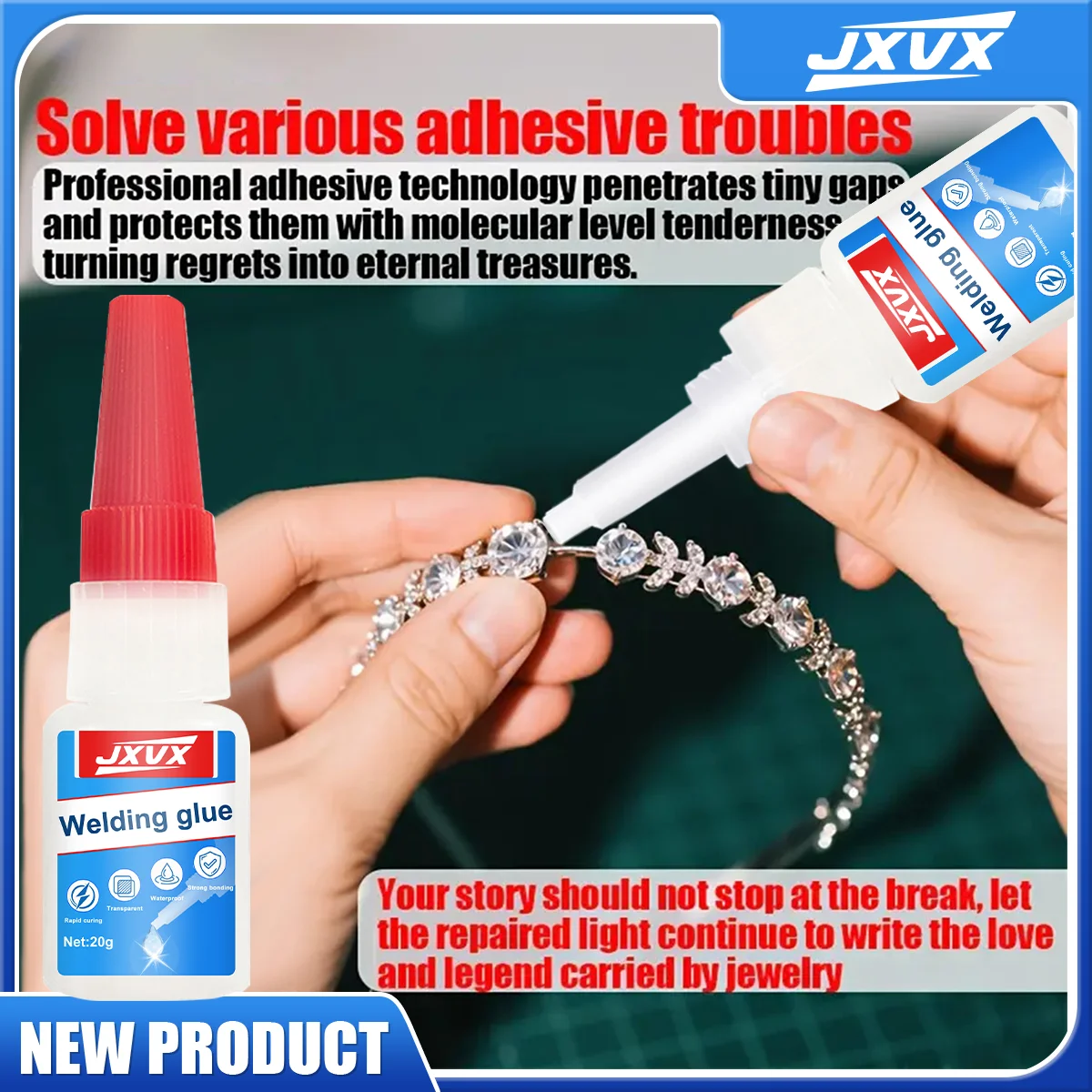 JXVX 50g Hochfestigkeits-Öl-basierter Klebstoff - allgemeine Öls-basierte Schweißklebstoff für Harze, Keramik, Metall, Glas, Kunststoff, Holz