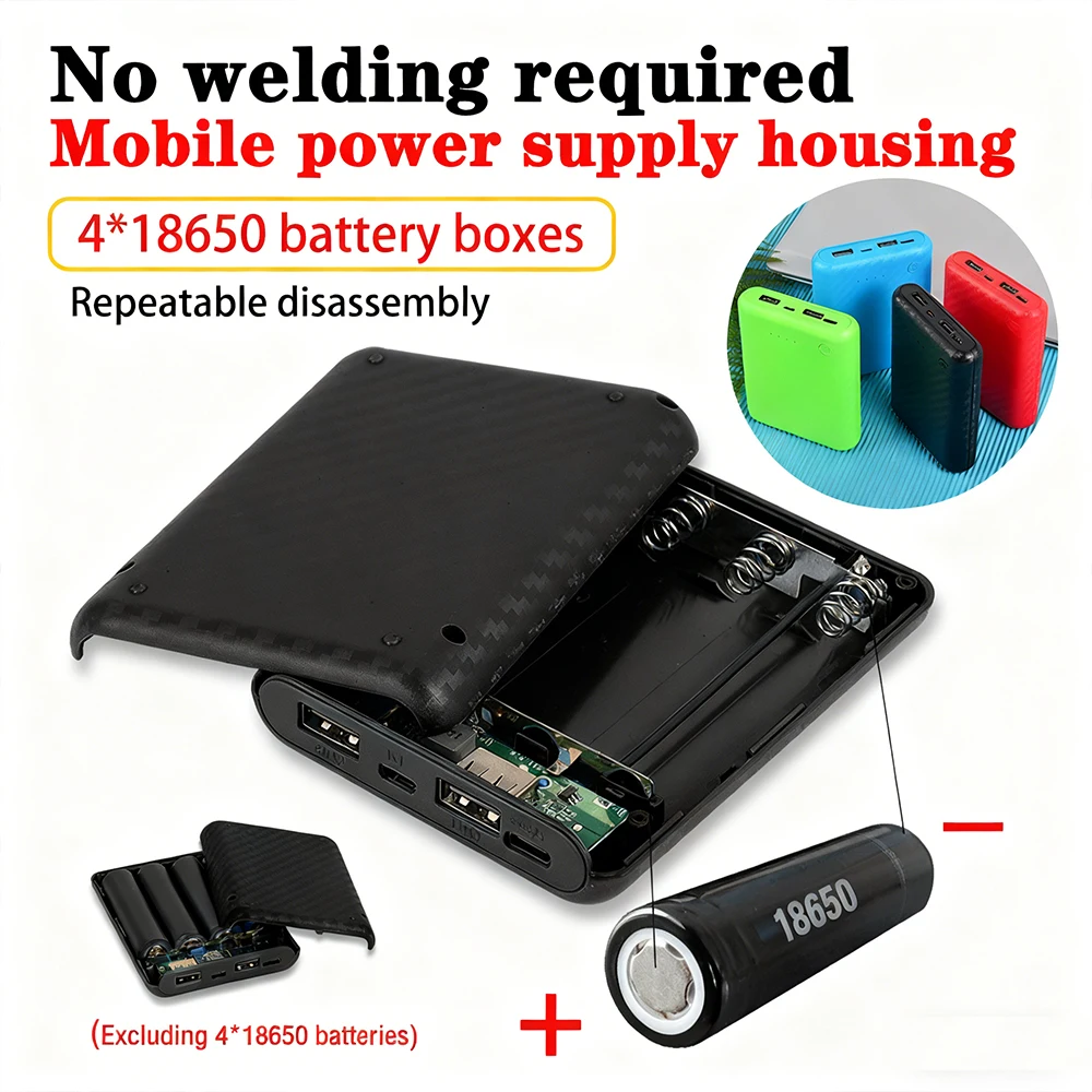 Neue Tragbare DIY Power Bank Box 4x18650 Batterie Ladegerät Fall Schnelle Lade Fall Solderless Power Bank Shell Batterien lade Image