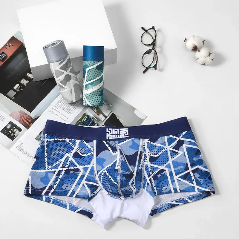 Herrenunterwäsche, Herren-Boxershorts aus Baumwolle, Jugendtrend, Persönlichkeit, Jungen, bequeme, atmungsaktive Boxershorts, Kopfunterhose Image