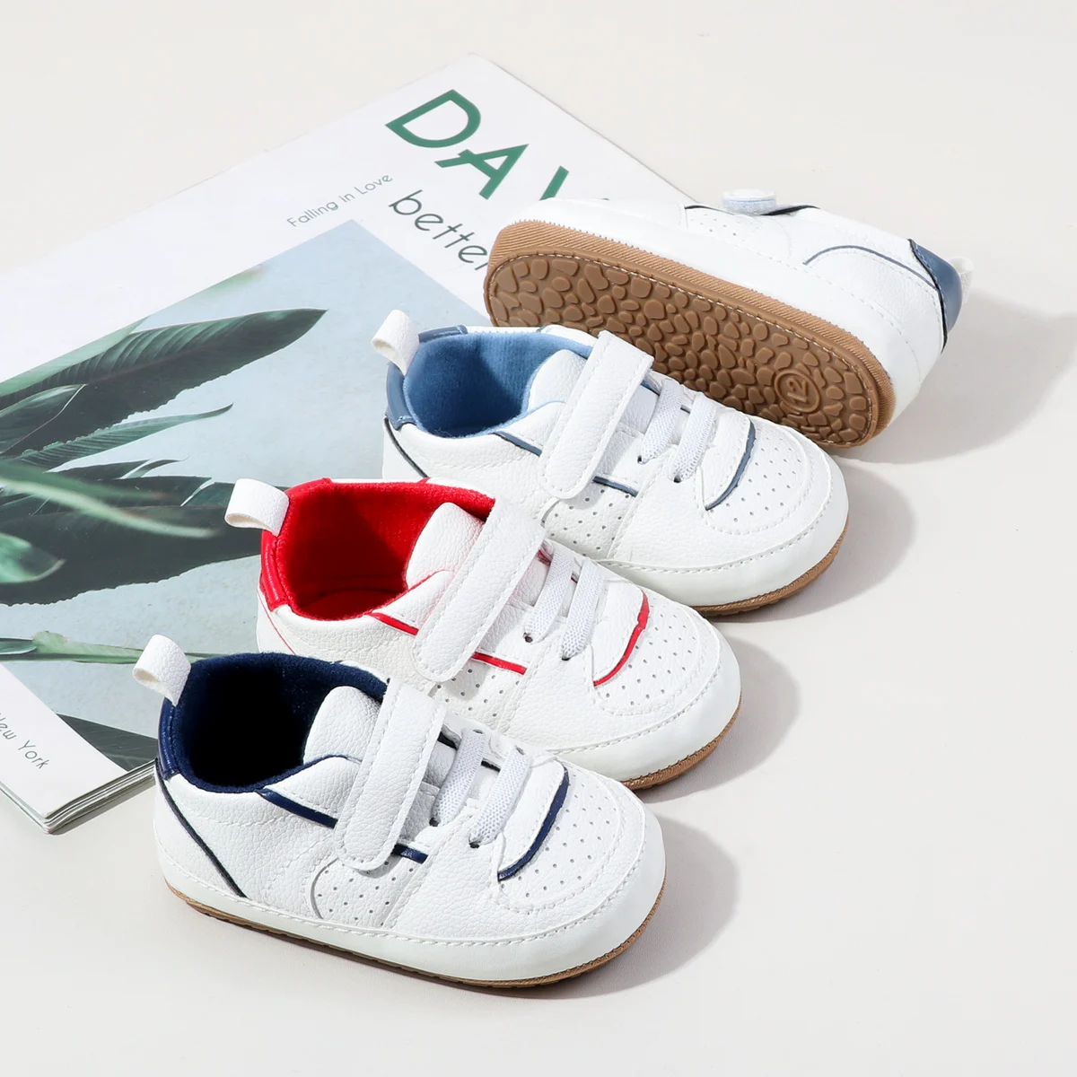 2025 Neuer Stil für Babys, Unisex, erste Wanderschuhe für drinnen und draußen, für 0–18 Monate, mit hochwertigem PU-Leder und TPR-Sohle Image