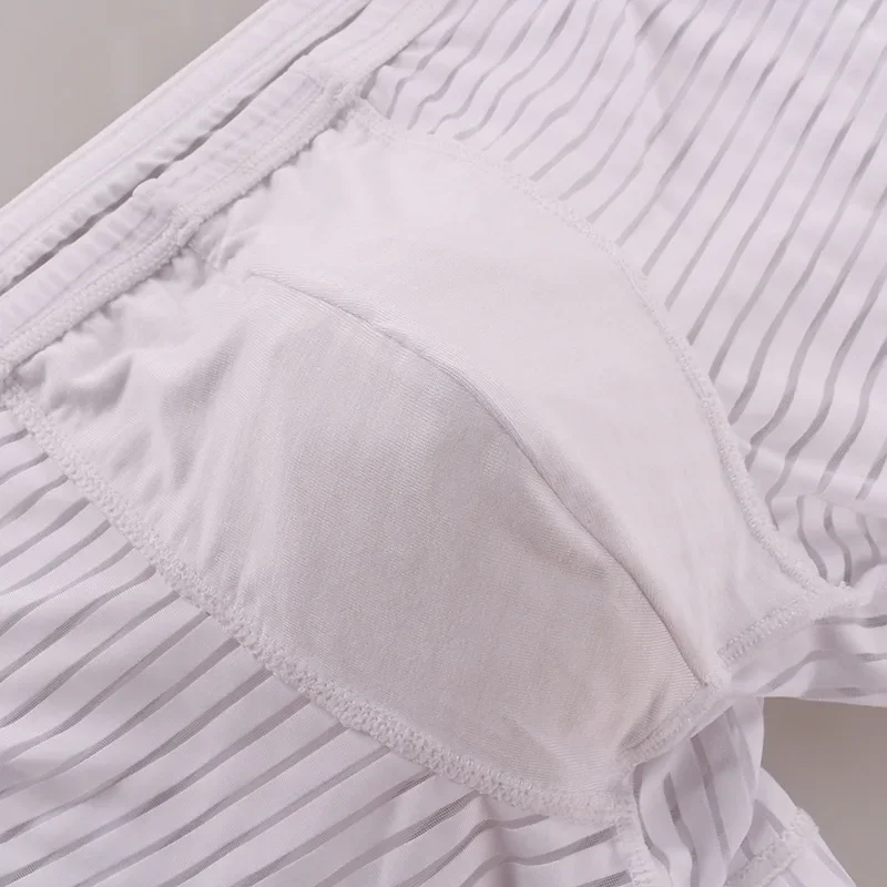 3 Stück junge dünne transparente sexy Herren-Unterhose aus Eisseide, atmungsaktive einteilige Boxershorts mit vier Ecken Image