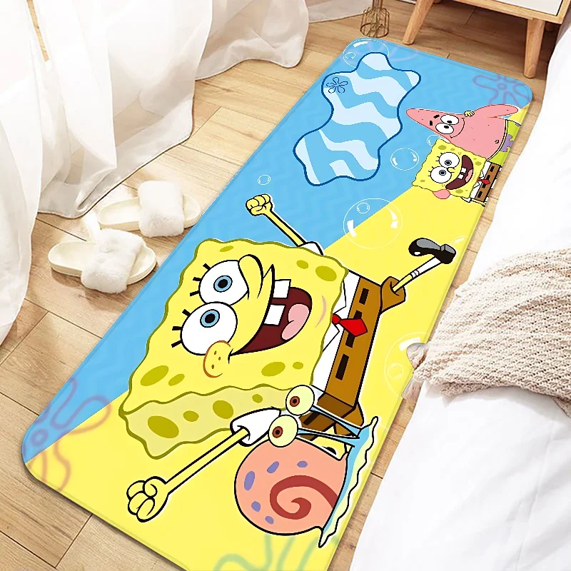 Cute SpongeBobs Cartoon Door Mat Entrance Non-slip Washable Kitchen Carpet Living Room Hallway Rugs Bathroom Bath Door Mats