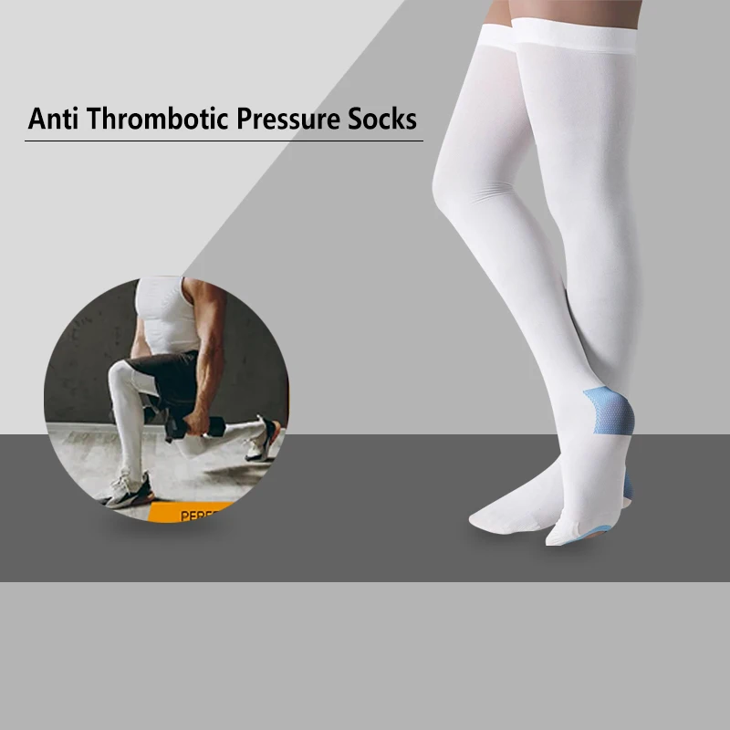 1 Paar Ted-Schlauch-Oberschenkelhohe Anti-Embolismus-Kompressionsstrümpfe für Damen und Herren, chirurgische Kompressionsstrümpfe, 15–21 mmHg Image