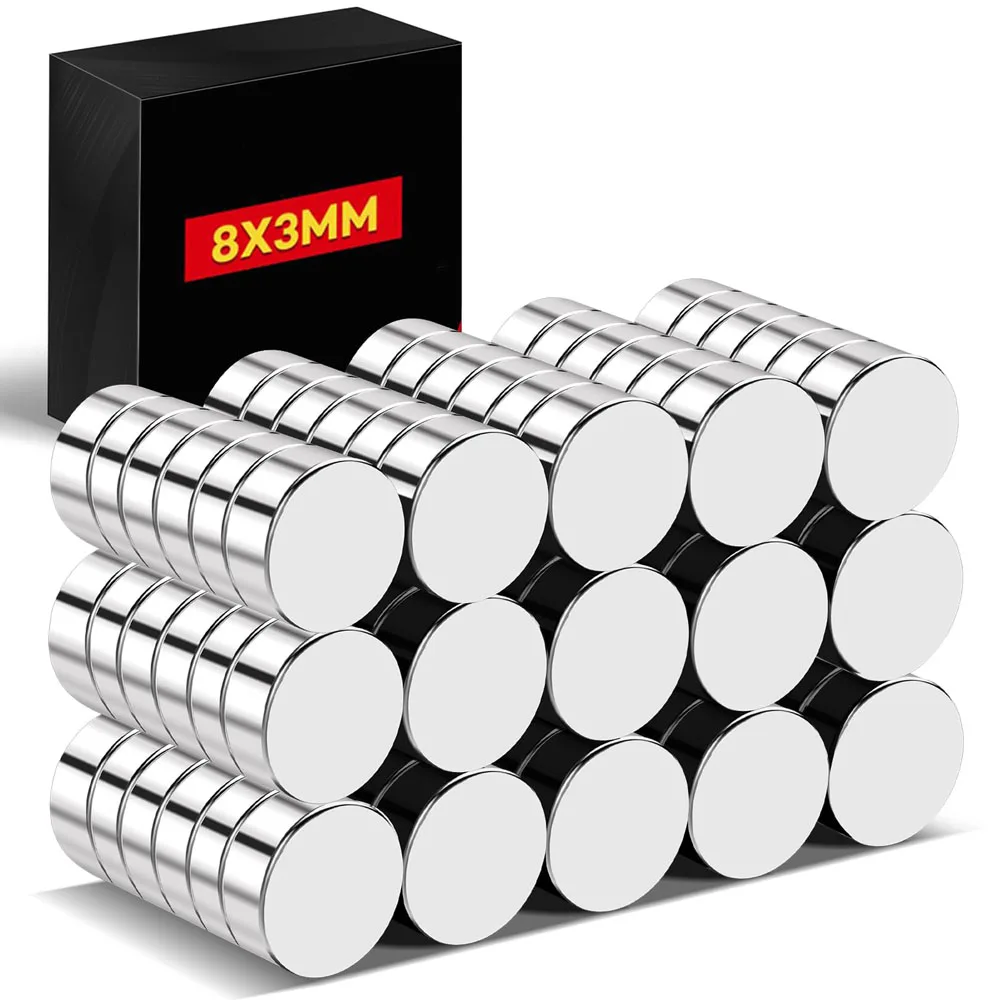 Kleine runde Magnete – Miniatur-Scheibenmagnete aus D8 x 3 mm, ideal für den Bürogebrauch, runde Miniaturknöpfe, Aufbewahrung, Werkzeugorganisation