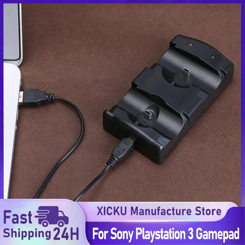 USB-Schnellladestation, vertikale Ladestation für PS3/PS3-Move-Controller, Dual-Ladestation für Sony Playstation 3-Gamepad Image