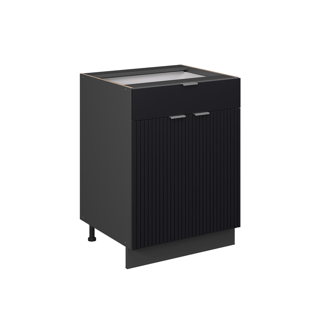 Meuble cuisine avec tiroir sans PT Noir rayé 60x82cm