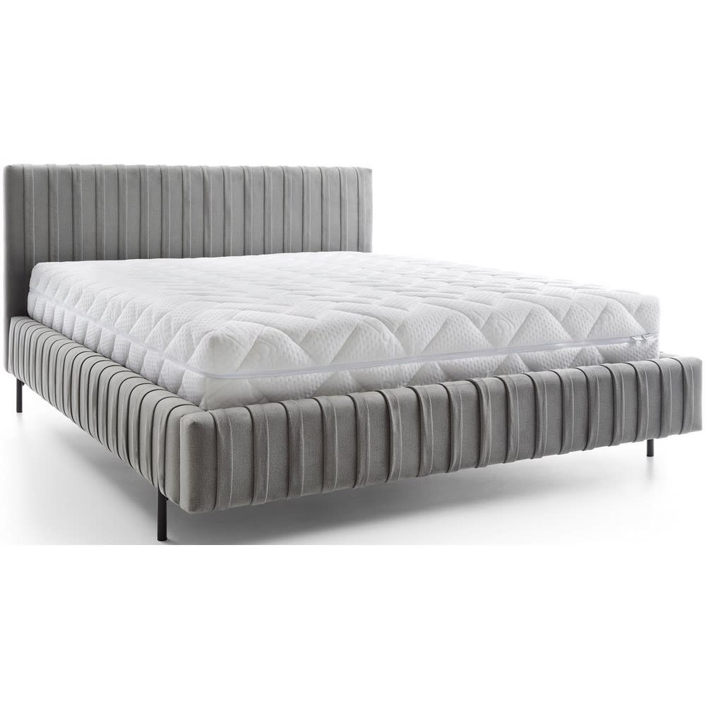 Lit double en tissu velours de qualité luxe, gris foncé, 160x200