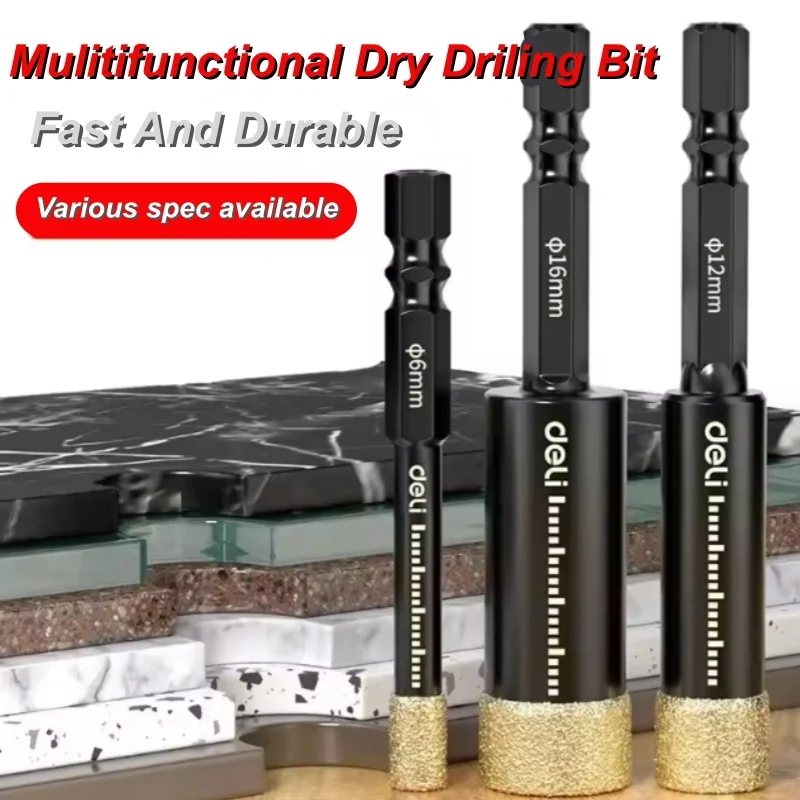 10Pcs Trockenen Diamant Bohrer Set 6/8/10/12/14mm Schnell Ändern Hex Schaft für Granit Marmor Glas Porzellan Tasse Säge Loch Opener Image