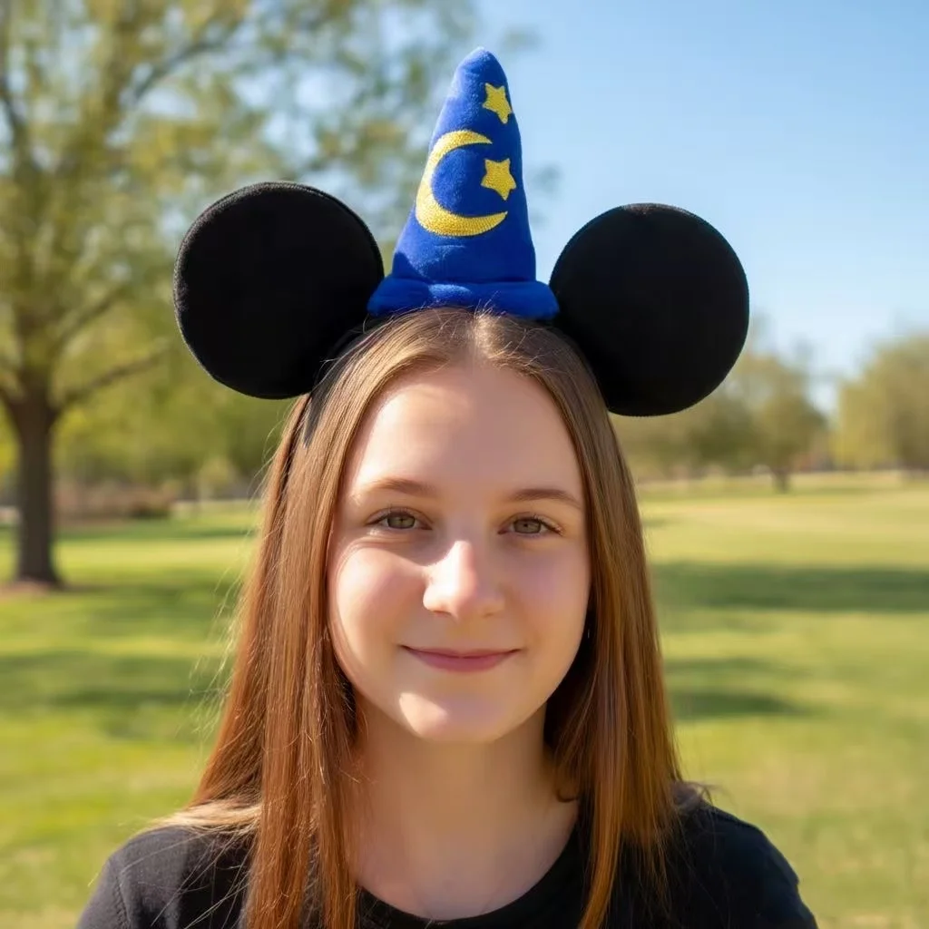 1pc Disney Minnie Maus Ohr Haarband Blue Star Crescent Rod Weiche Polyester Kopfschmuck Mädchen Prinzessin Party Geburtstag Kreative geschenk Image