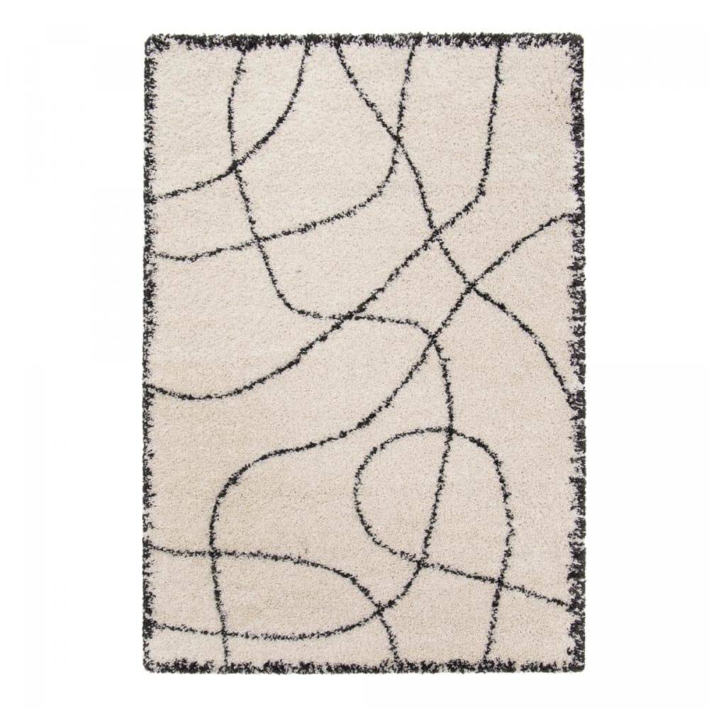 Tapis shaggy 160x230 Beige, noir