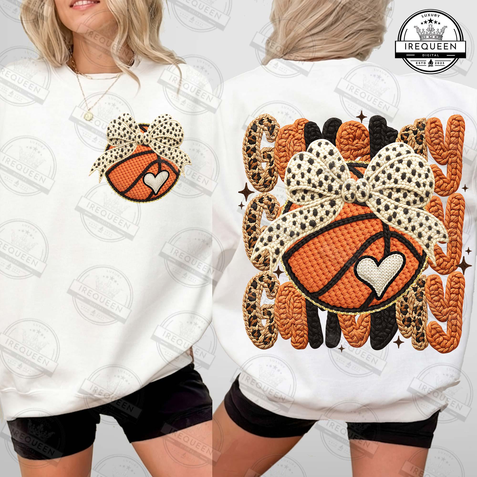 Filato sintetico per basket a due lati in formato PNG, Coquette Basketball in formato PNG, Basket all'uncinetto in formato PNG, Design per maglietta p