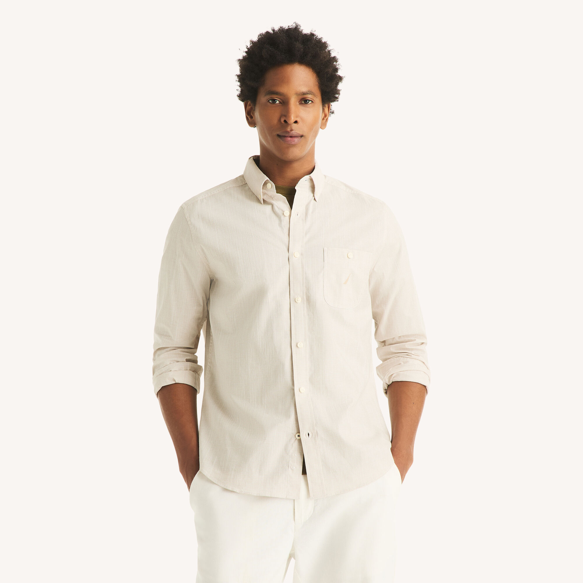 Nautica Men's Solid Shirt 210 (Dark Brown), XL