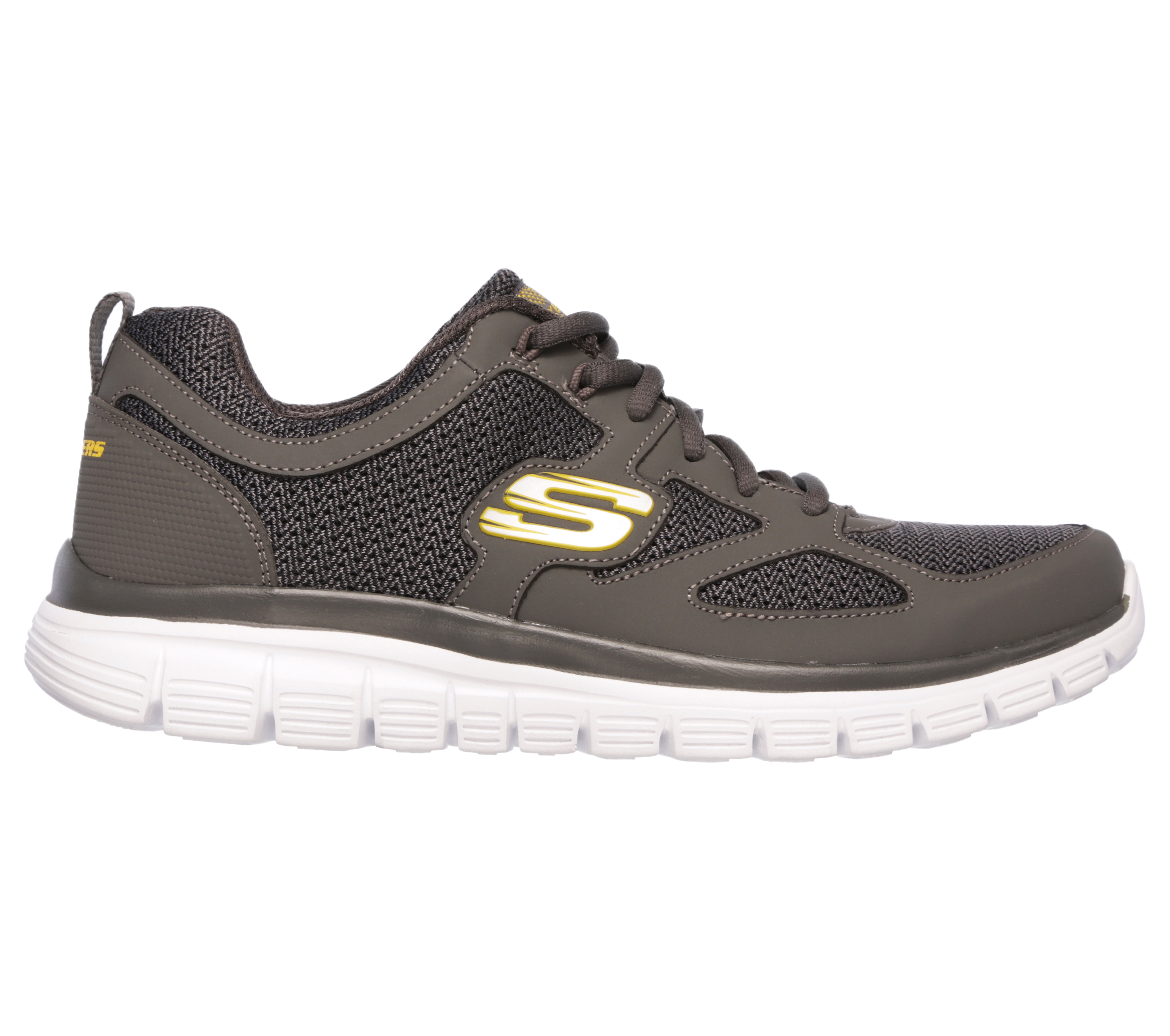 Sneaker SKECHERS "BURNS-AGOURA", Damen, Gr. 41, dunkelgrau, Leder, Textil, kontrastfarbene Details, Schuhe Sneaker, Schnürschuh, Sportschuh mit Memory Foam