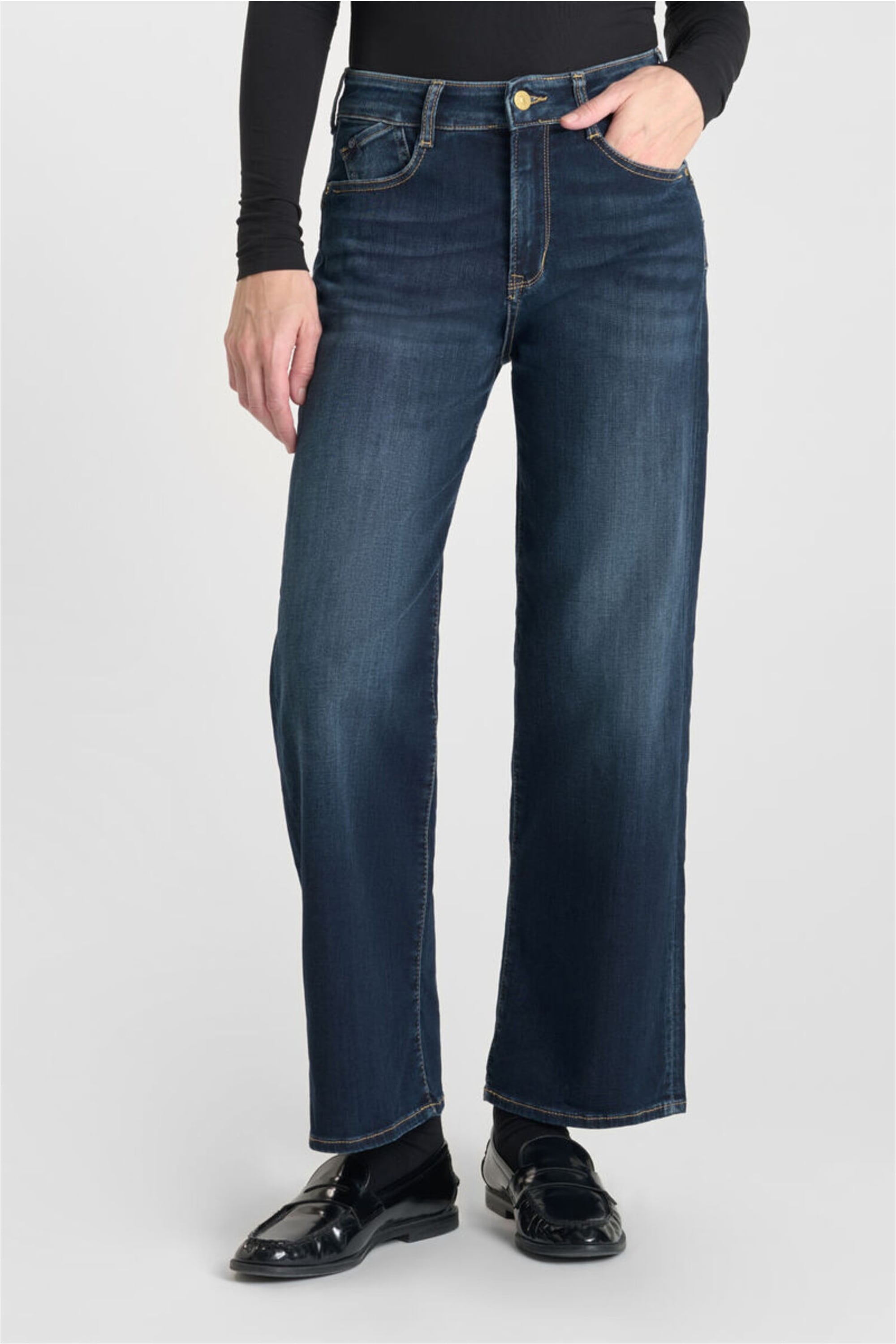 Bequeme Jeans LE TEMPS DES CERISES "WILMA", Damen, Gr. 31, EURO-Größen, blau, 92% Baumwolle, 8% Synthetik, unifarben, Jeans, mit geradem Bein