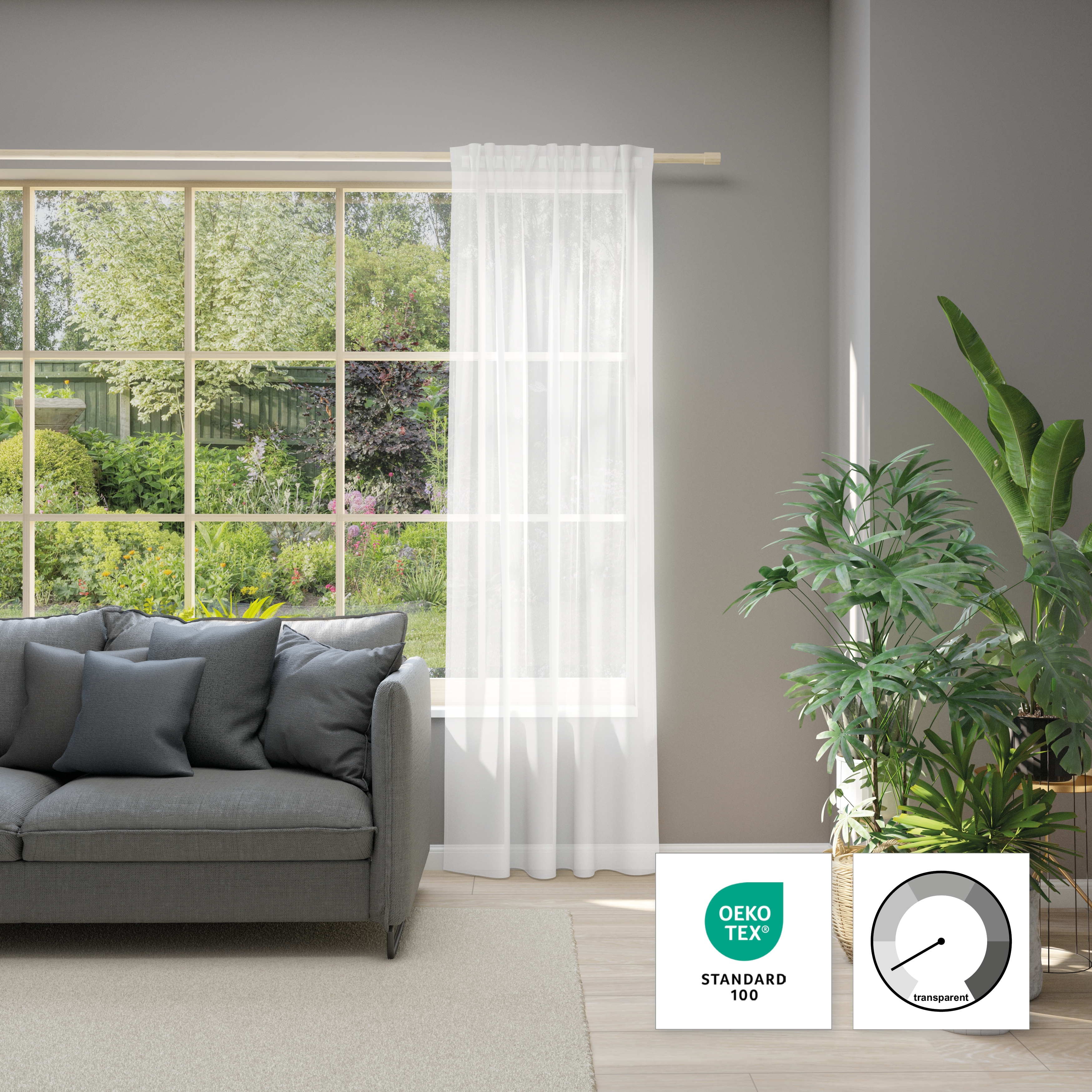 Vorhang NEUTEX FOR YOU "Allure", beige (creme), B:140cm H:170cm, Jacquard, Polyester, Gardinen, Schal mit Multifunktionsband, Breite 140 cm, nach Maß Image