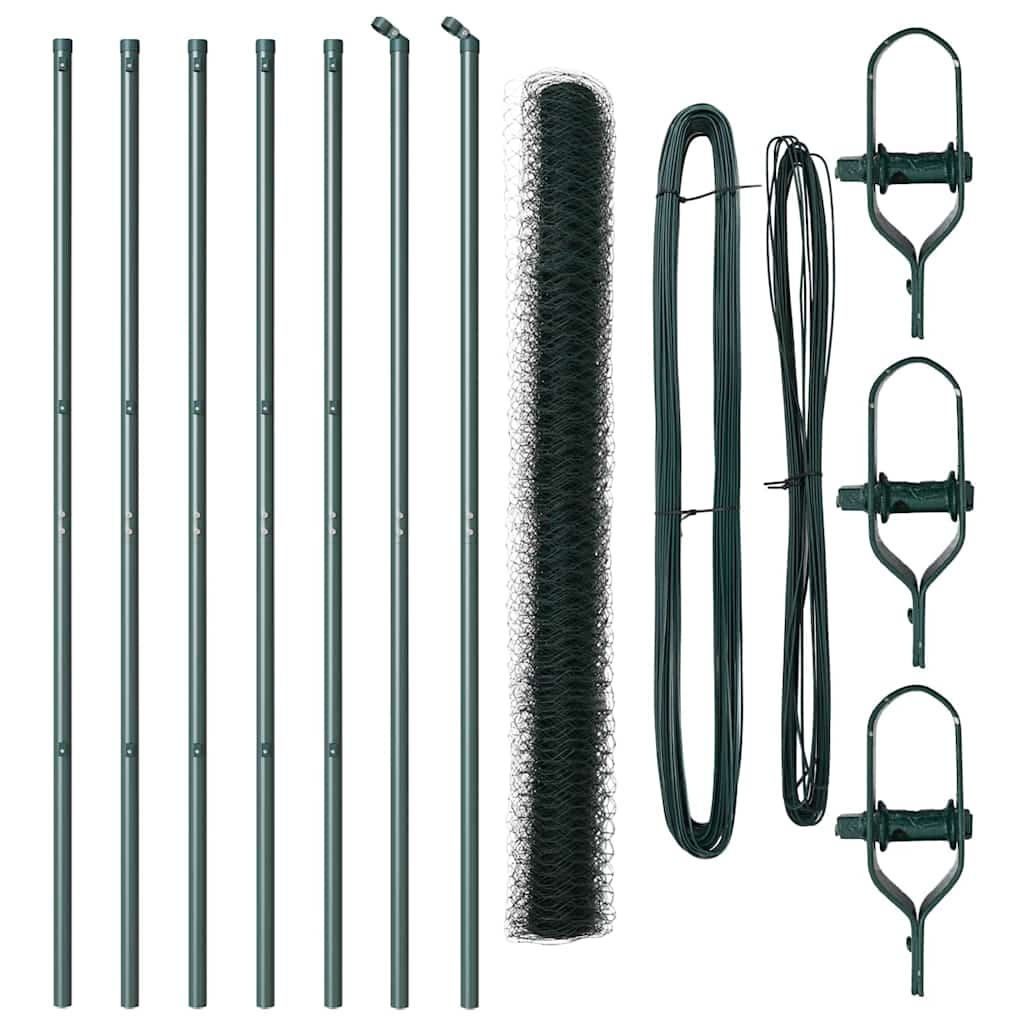vidaXL Zaunpfosten Grün 10 x 1,5 m (36 mm Netz) Stahl und PVC Image