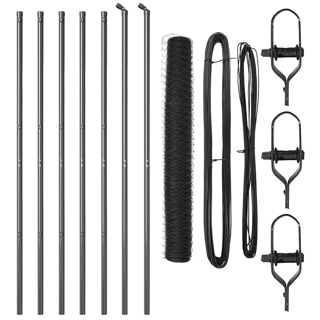 vidaXL Zaunpfosten Grau 10 x 1,4 m (36 mm Maschenweite) Stahl und PVC Image