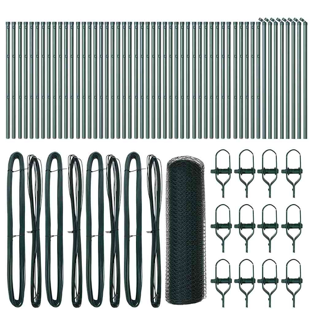 vidaXL Zaunpfosten Grün 100 x 0,8 m (13 mm Maschenweite) Stahl und PVC Image