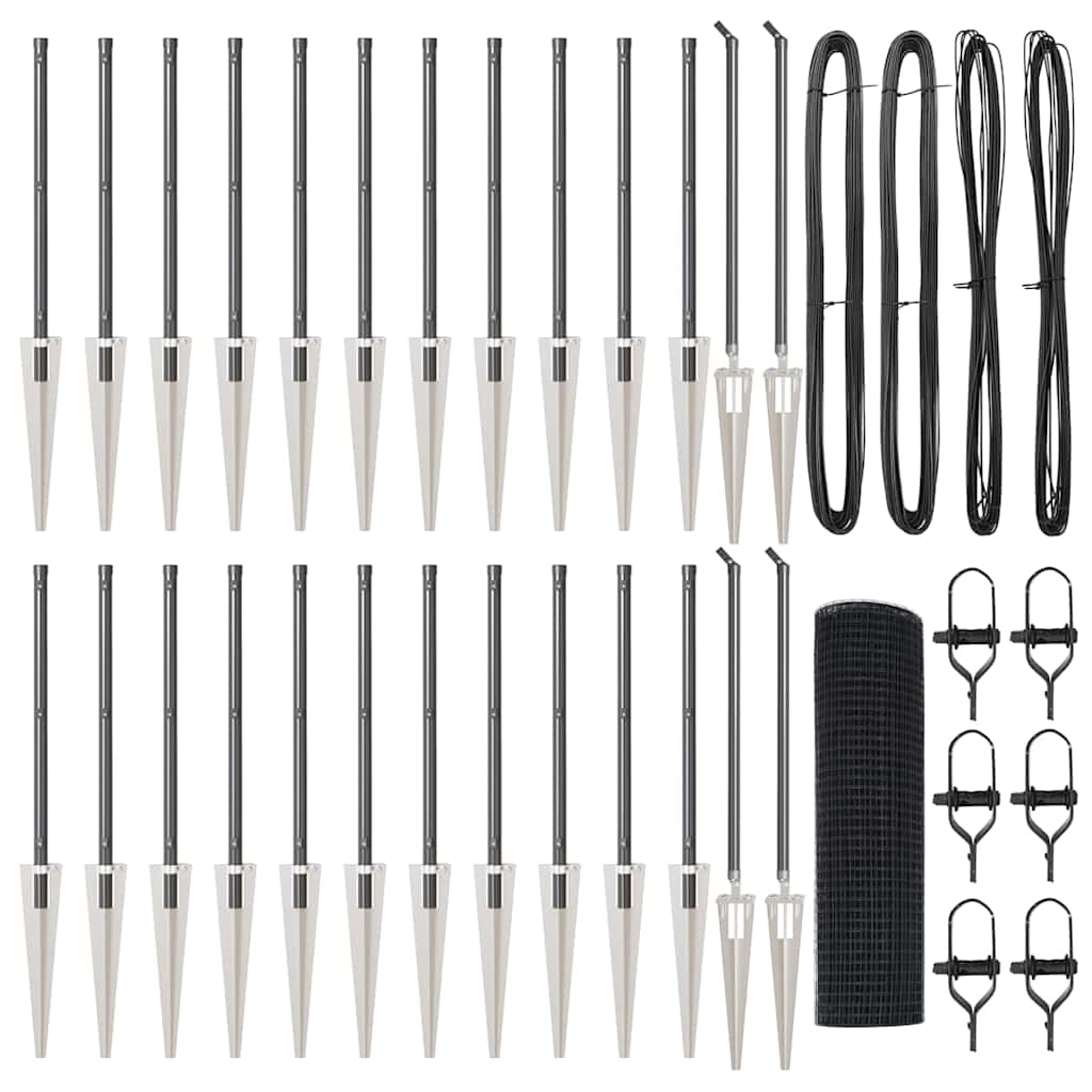 vidaXL Zaunpfosten Grau 50 x 0,5 m (16 x 16 mm Maschen) Stahl und PVC Image