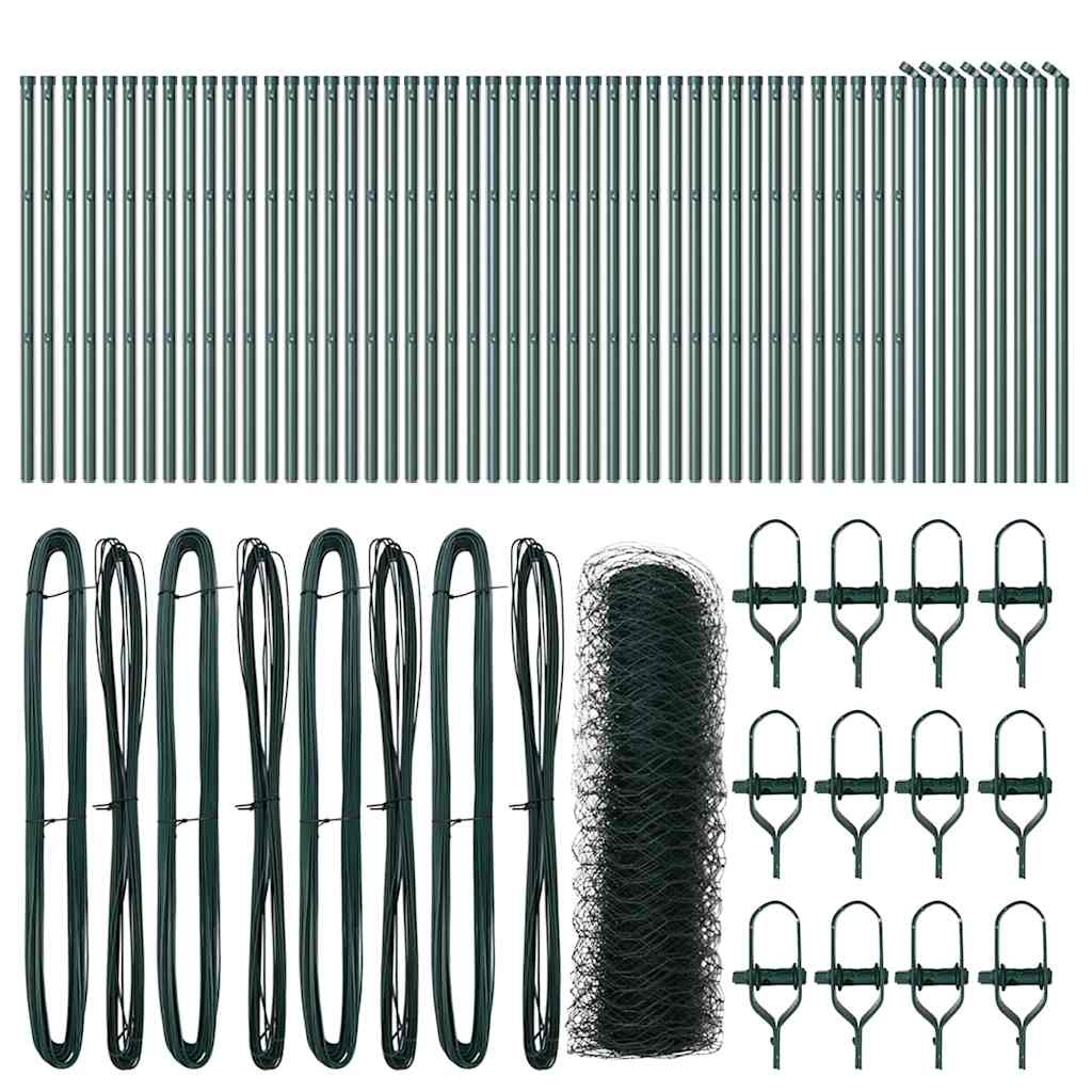 vidaXL Zaunpfosten Grün 100 x 0,8 m (36 mm Maschenweite) Stahl und PVC Image