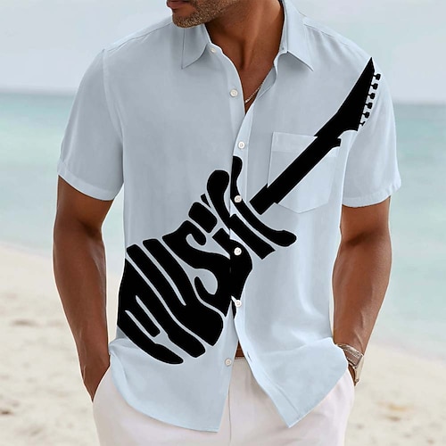 Homme Guitare Instrument de musique Chemise Chemise d