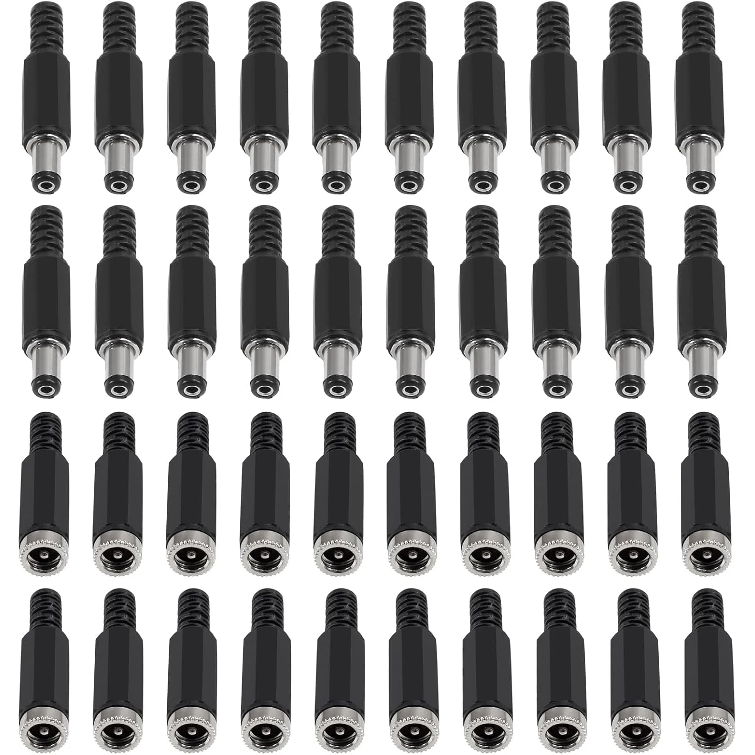 10/20 Paar DC-Lochbuchsen-Lötanschlüsse, Netzstecker, männliche und weibliche Buchsenmutter, 5,5 mm x 2,1 mm DC-Netzteil-Anschluss Image