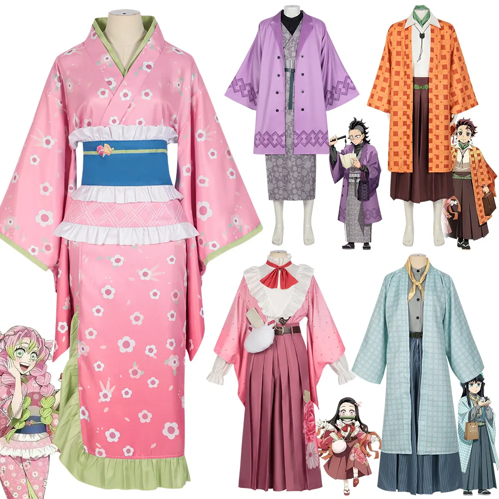 Neue Mode Kanroji Mitsuri Cosplay Kostüm Rosa Kimono Kleid Outfits Halloween Karneval Party Disguise Frauen Anzüge Image