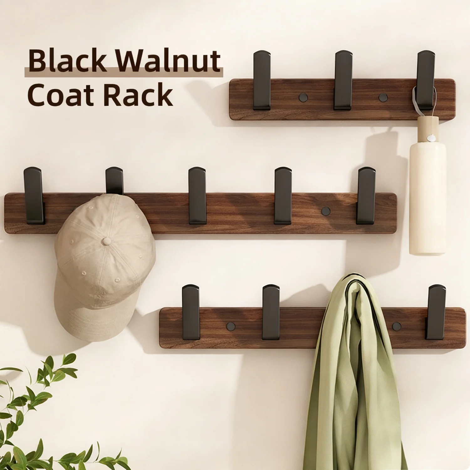 Garderobenständer, Wandhalterung, Eingangsbereich, Wandaufhänger für Handtücher, Holz-Kleiderhaken, Haken, Aufbewahrungsregal für Schlafzimmer, Badezimmer, Küche
