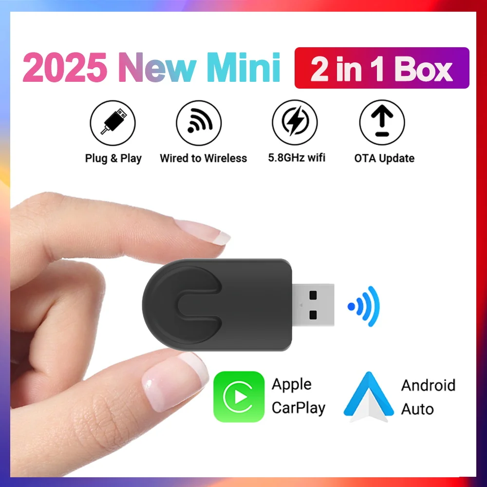 2in1 Wireless Carplay Adapter Android Auto Wireless Smart Dongle Für Toyota Volvo Benz Audi Kia Hyundai VW Mazda MG Peugeot Image
