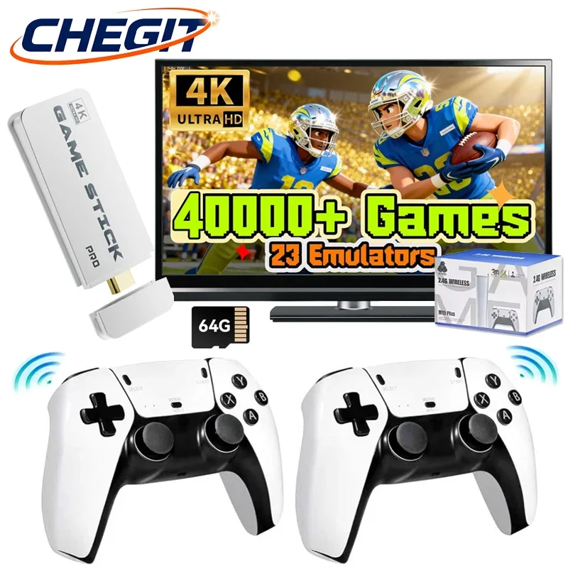 New M15 40000+ Retro Games 64G 4K Gaming Consola Video Game Stick 23+ Simulators Handheld Video Game Console Wireless Gamepads