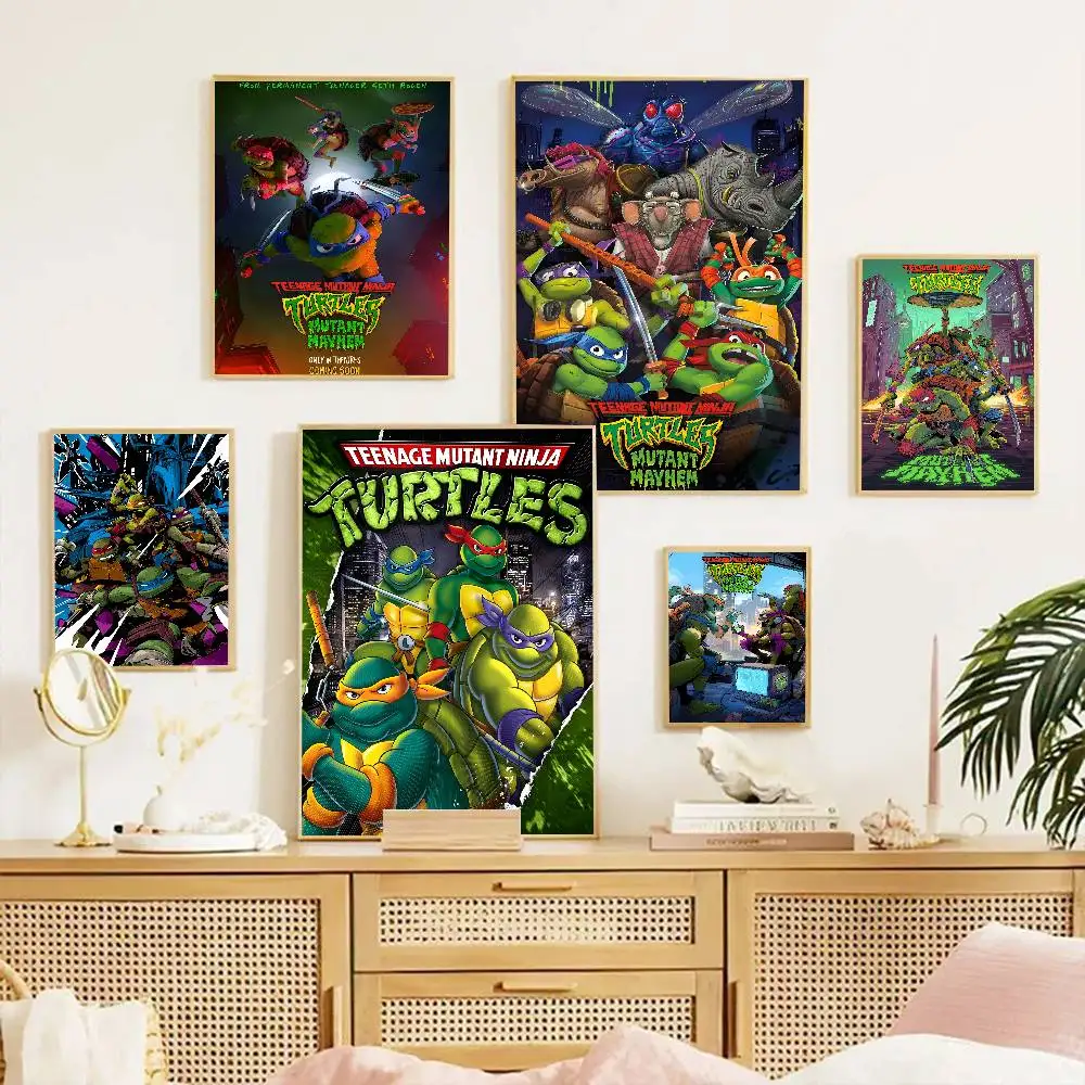 Anime-Poster N-Ninja Coole T-Schildkröten, klassisches Whitepaper-Poster, wasserfester Papieraufkleber, Kaffeehaus, Bar, ästhetisch Image