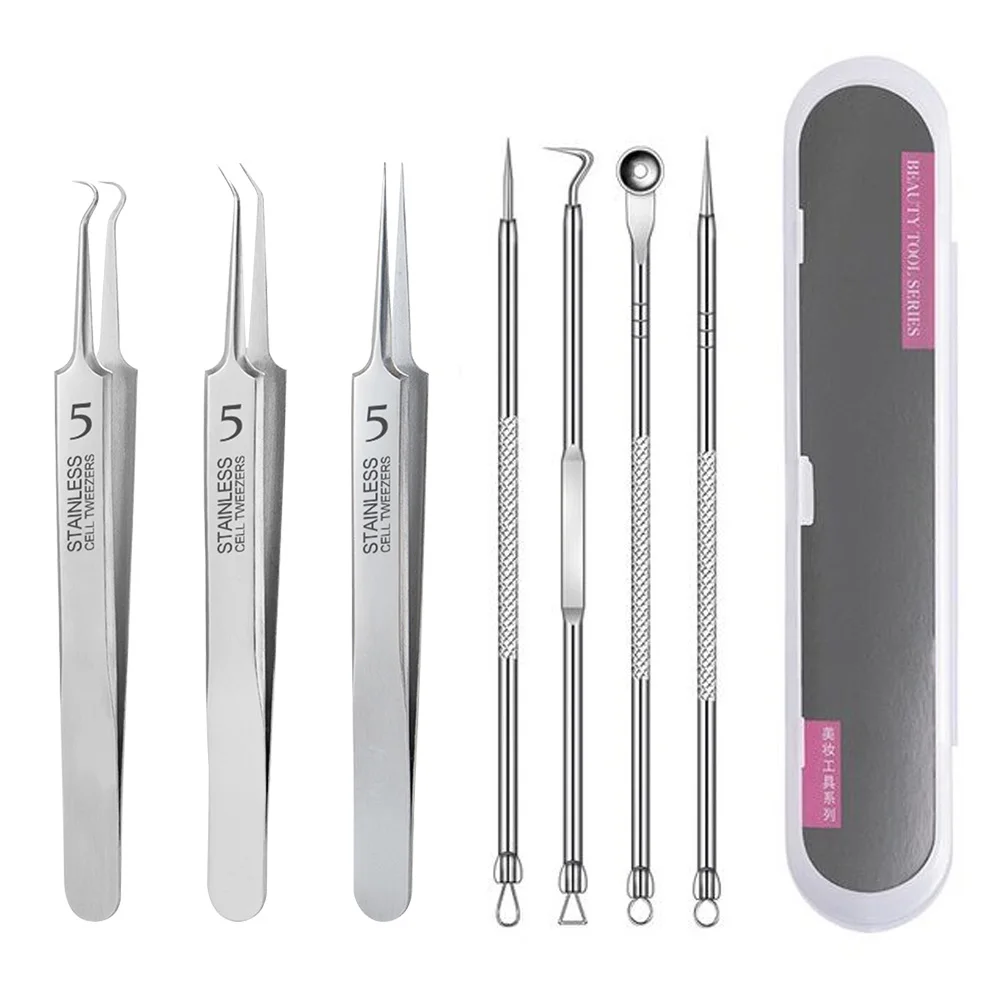 Deutsch Ultrafein Nr. 5-Zellen-Pickel-Pinzette mit Mitesser-Clip, Schönheitssalon, spezielles Kratz- und Schließartefakt, Akne-Nadelwerkzeug Image