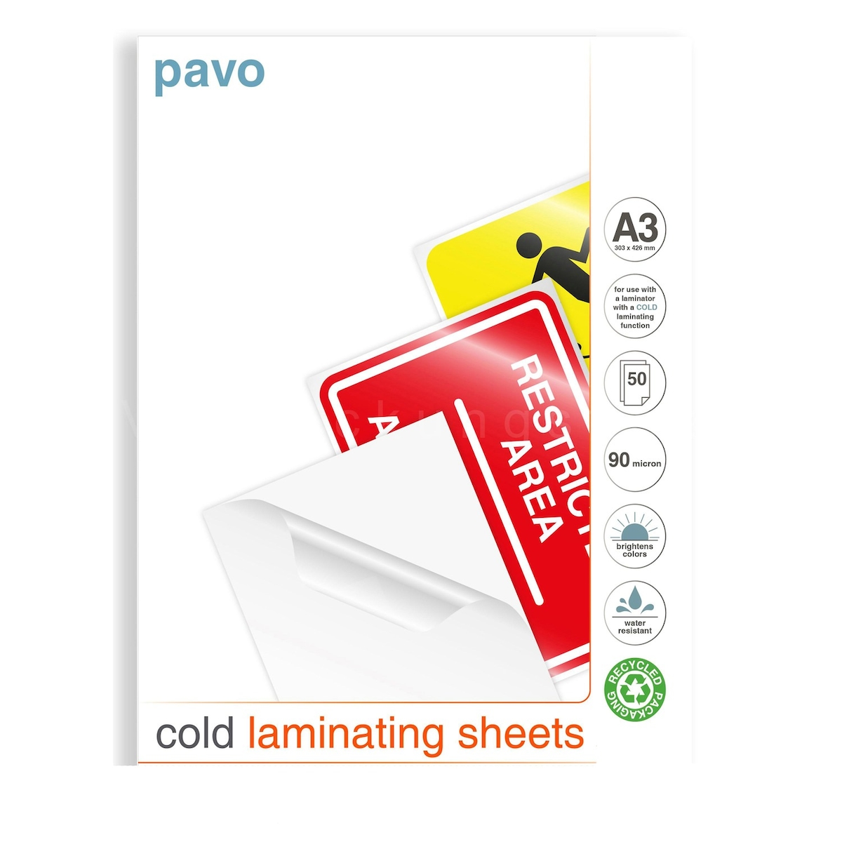 PAVO 50x Kaltlaminierfolien A3 310x420mm 90 mic Hochglanz Image