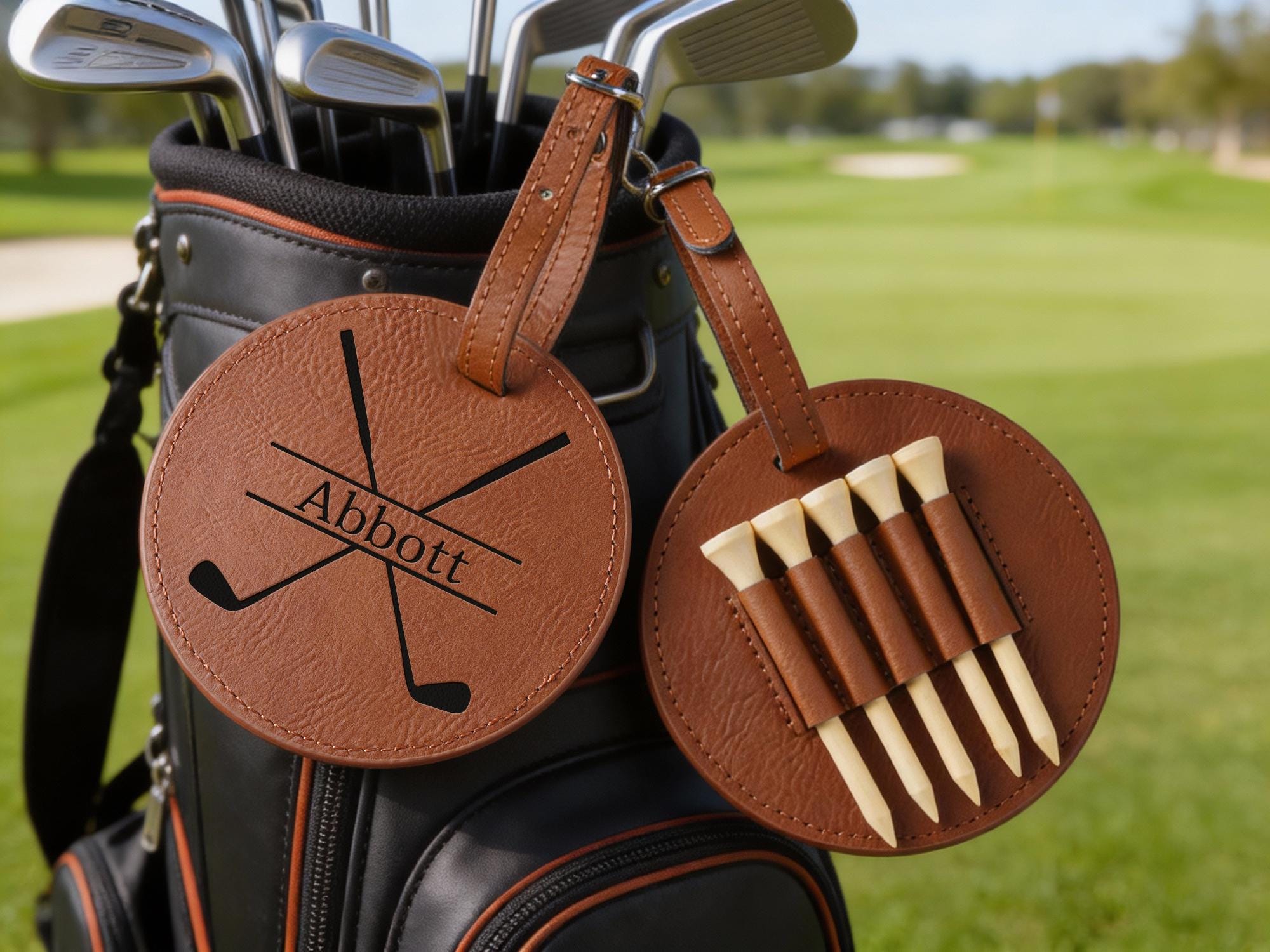 Porta tee da golf personalizzato, etichetta da golf in pelle, porta tee da golf in pelle, custodia per tee da golf, borsa per tee da golf, etichetta p