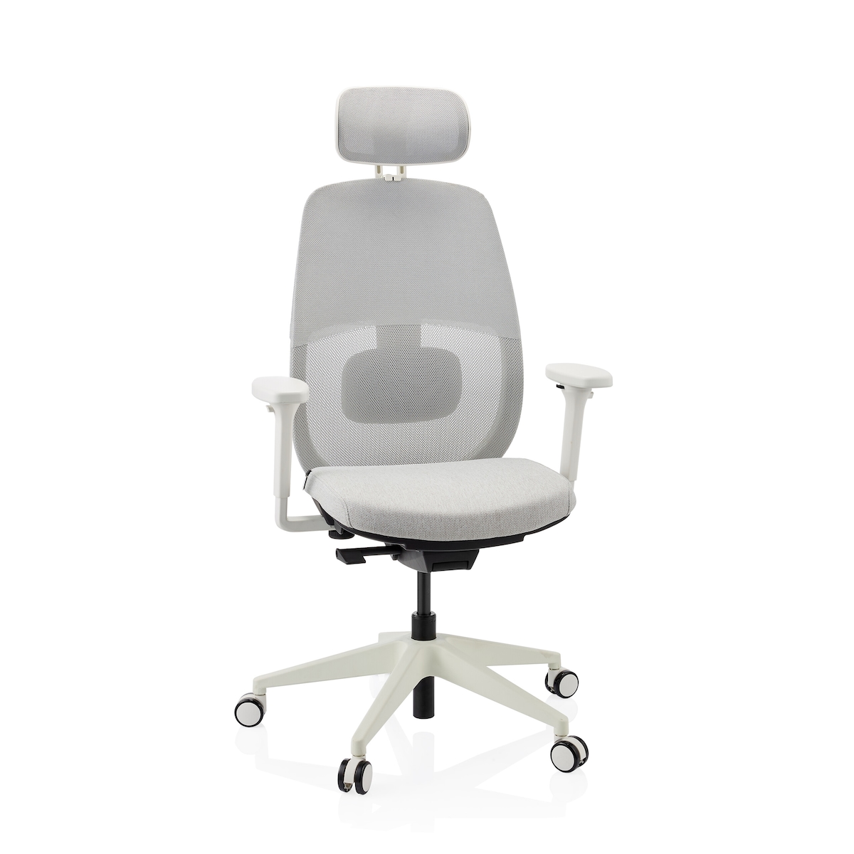 Ergonomischer Bürostuhl Skandis Pro mit Kopfstütze grau / Gestell weiß hjh OFFICE Image