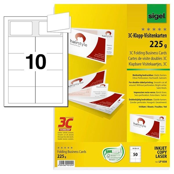 Sigel Visitenkarten LP838 50er-Pack weiß, 90x55 cm Image