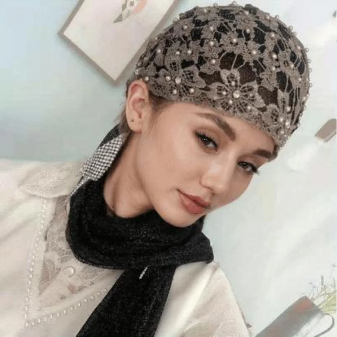 Muslimische Perlen Hut Kappen Für Frau Muslimischen Hijab Stirnband Instant Schal Hijab Islamischen Turban Splendid Bandana Image