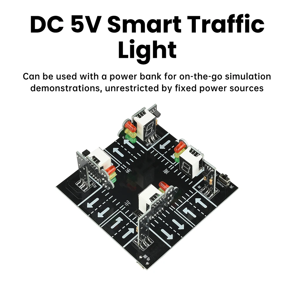 Intelligentes Ampel, elektronisches DIY-Kit mit LED-Anzeige, Micro-USB-Schnittstelle für Elektronik, Lötübungen, Lernspielzeug Image