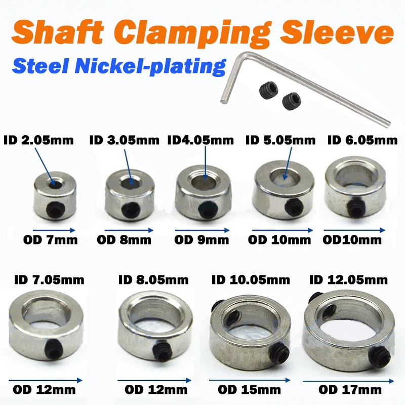 5PCS Manicotto di bloccaggio dell'albero in metallo 2/3/4/5/6/7/8/10/12mm Modello RC Acciaio nichelato Collare di bloccaggio della ruota Boccola dell'asse dell'albero