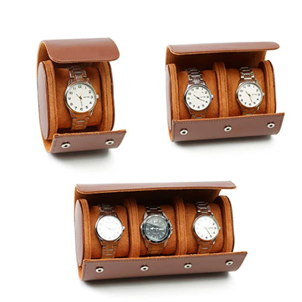 1/2/3-Slot Uhr Rolle Reise Fall Tragbare Vintage Leder Uhr Vitrine Lagerung Box Uhr Organisatoren männer Weihnachten Geschenk