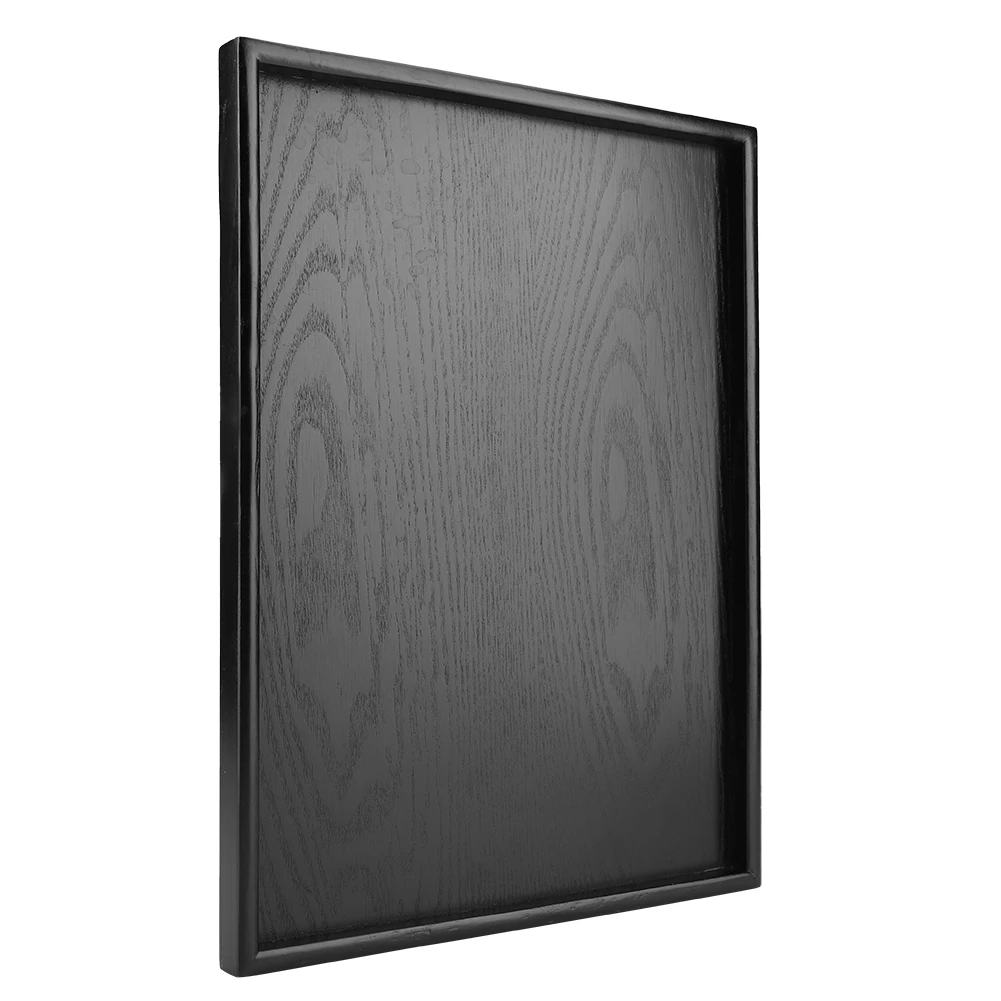 Teetablett aus schwarzem Holz, rechteckig, für Lebensmittel, Tassen, Serviertabletts, dekorativer Holzteller, Dessert, Süßigkeiten, Holz, Teetablett, Restaurantteller Image