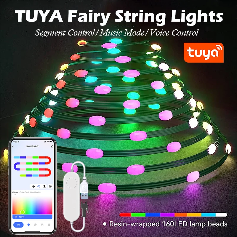 TUYA LED String 200 Led 20 M Weihnachtsbaum Fee String Party Licht Kupfer Draht Lichterketten Für Home Partys Weihnachten urlaub