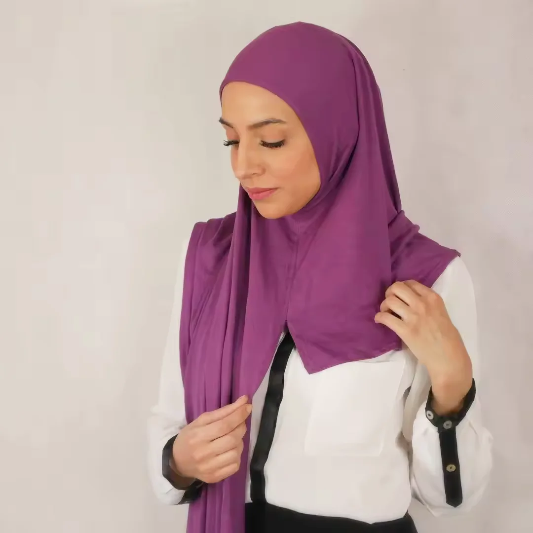 Mode One Loop Instant Baumwolle Instant Hijab muslimischen Headwrap islamischen Kopftuch Schal Image